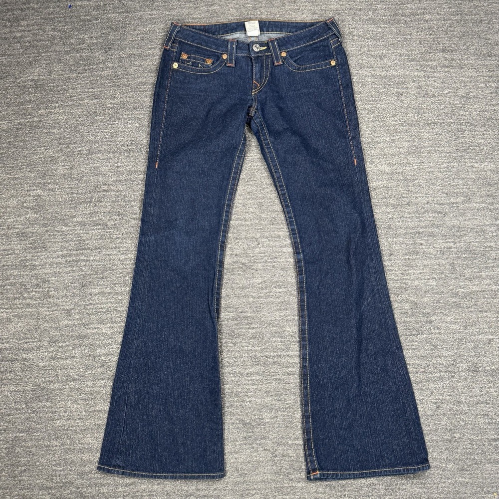 Vintage Y2K True Religion Bobby Jeans Women 29 Low Rise Flare Dark Wash USA